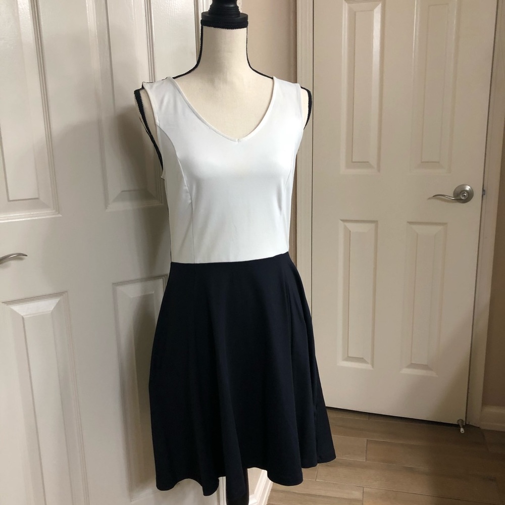 Black and White Dress with Back Zipper